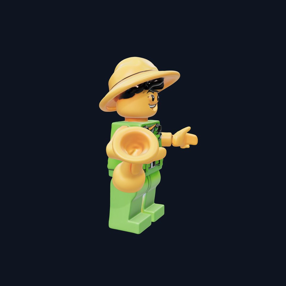 Toy Farmer Character Model Rigged and Animated with Accessories